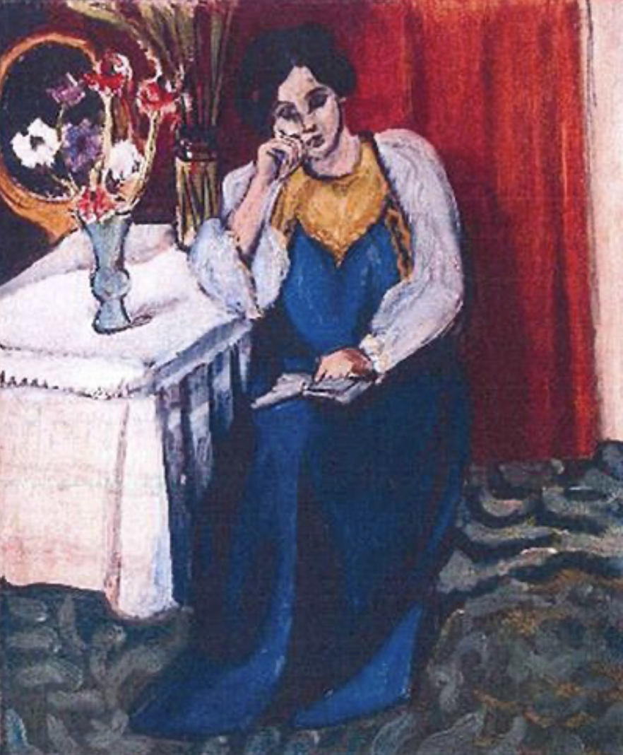 Reading Girl in White and Yellow